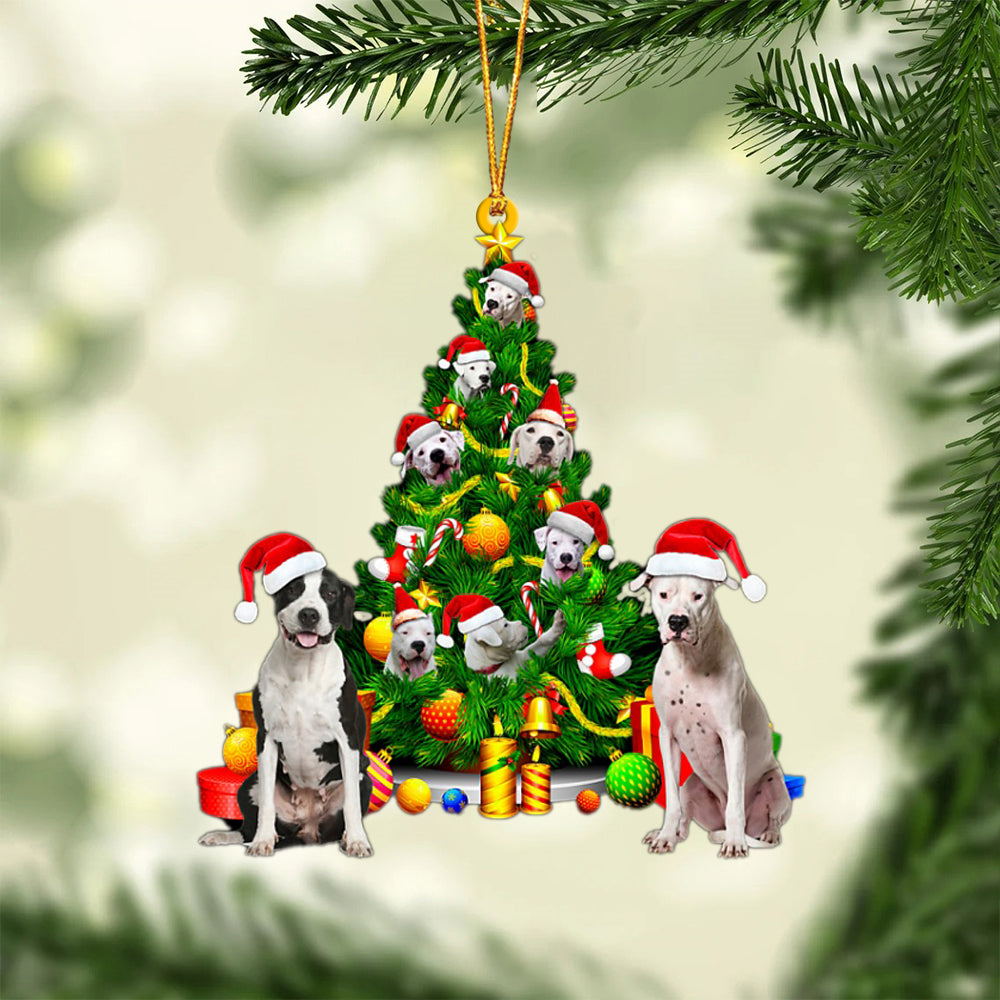 Dogo Argentino-Xmas Tree&Dog-Two Sided Ornament