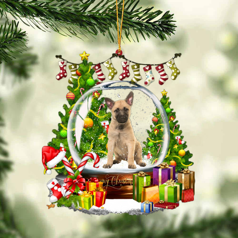 Dutch Shepherd-Christmas Crystal Box Dog-Two Sided Ornament