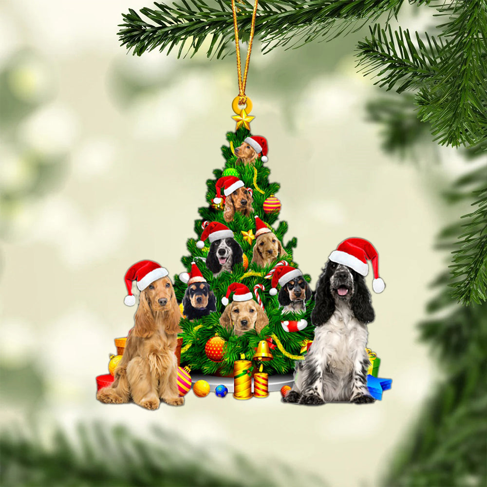 English Cocker Spaniel-Xmas Tree&Dog-Two Sided Ornament