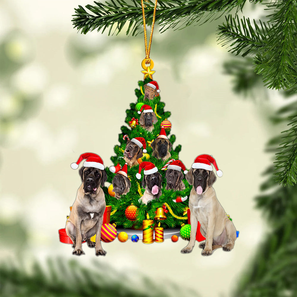 English Mastiff-Xmas Tree&Dog-Two Sided Ornament