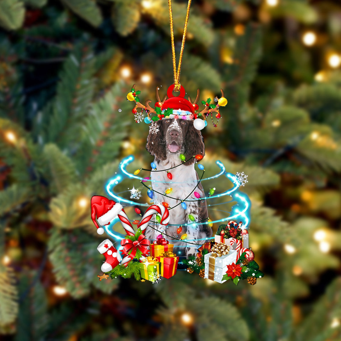 English Springer Spaniel-Christmas Candy&Gift-Two Sided Ornament
