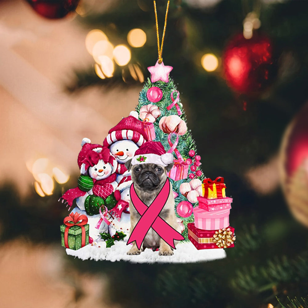 FAWN Pug 2-Christmas in Pink-Two Sided Ornament