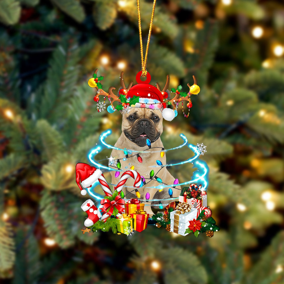 French Bulldog-Christmas Candy&Gift-Two Sided Ornament