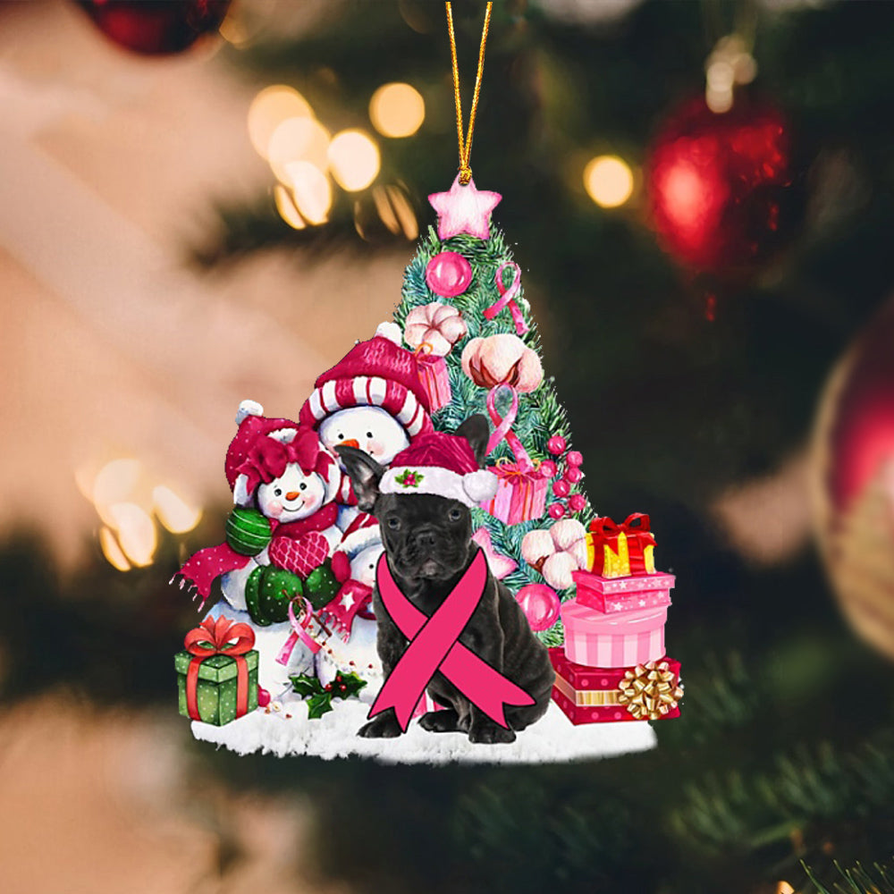 French Bulldog 1-Christmas in Pink-Two Sided Ornament