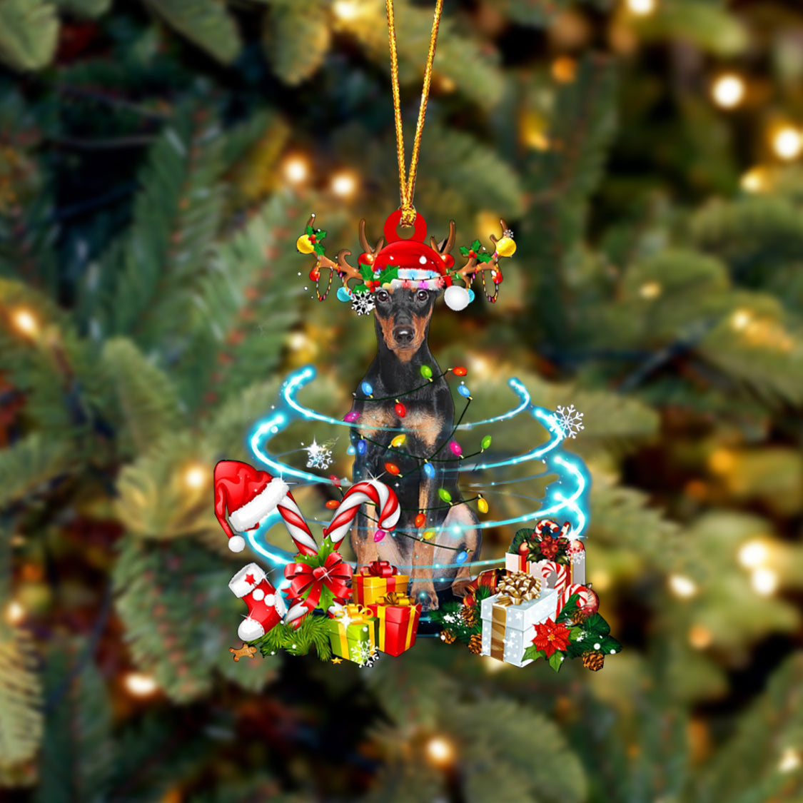 German Pinscher-Christmas Candy&Gift-Two Sided Ornament