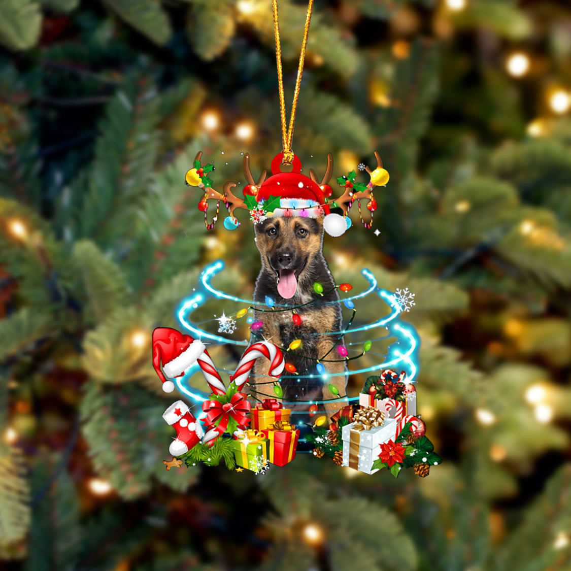 German Shepherd-Christmas Candy&Gift-Two Sided Ornament