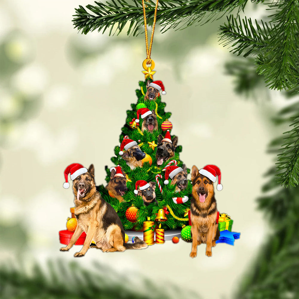German Shepherd-Xmas Tree&Dog-Two Sided Ornament