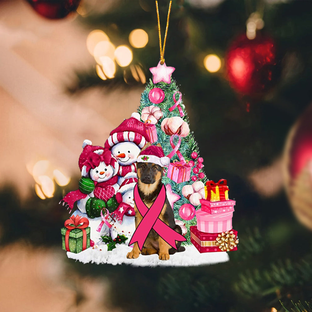 German Shepherd 1-Christmas in Pink-Two Sided Ornament