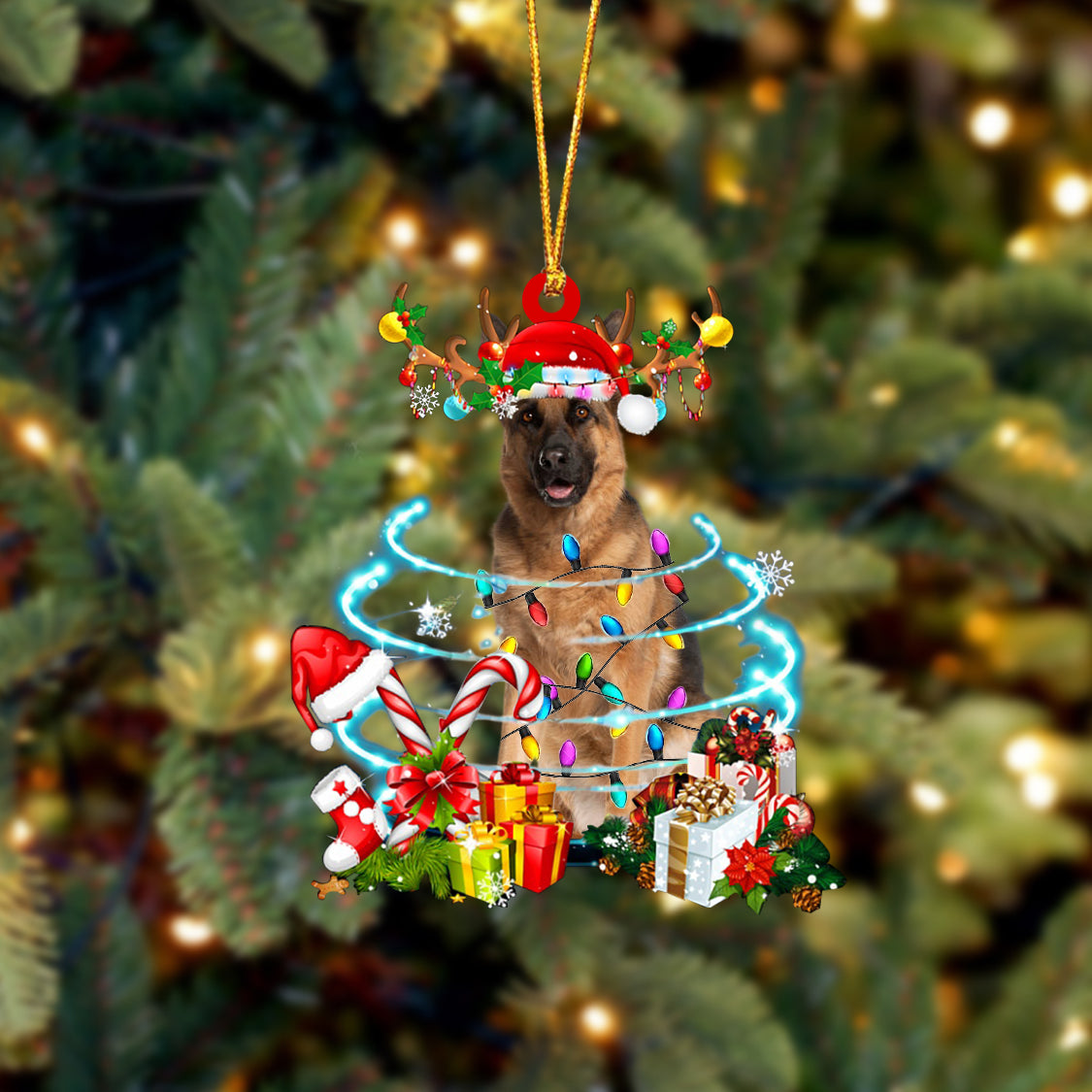 German Shepherd2-Christmas Candy&Gift-Two Sided Ornament