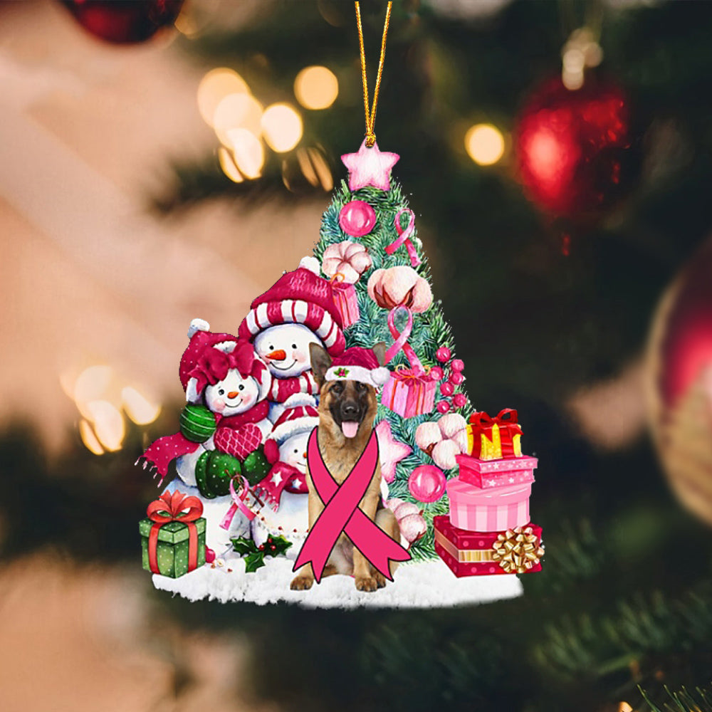 German Shepherd 2-Christmas in Pink-Two Sided Ornament