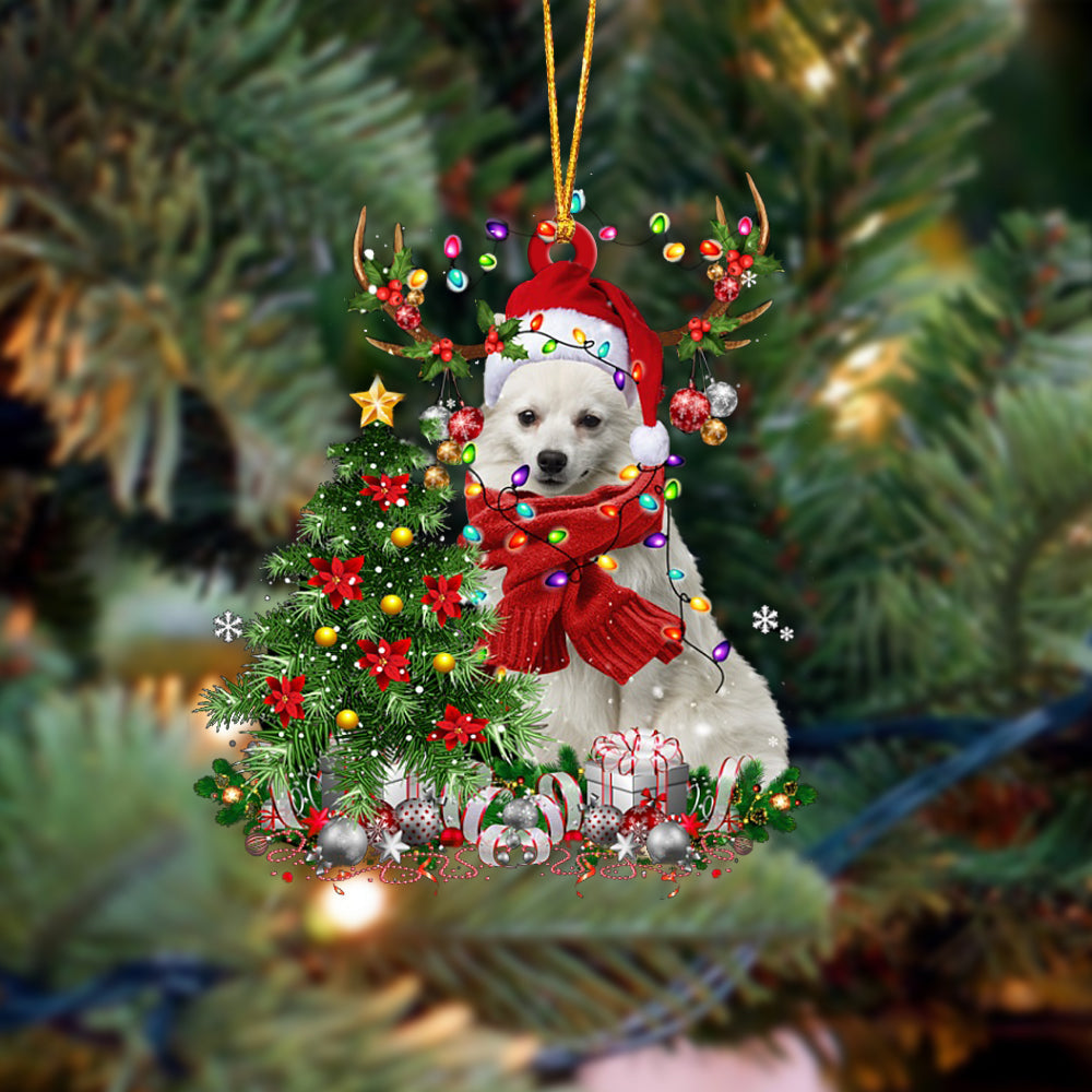 German Spitz-Reindeer Christmas-Two Sided Ornament