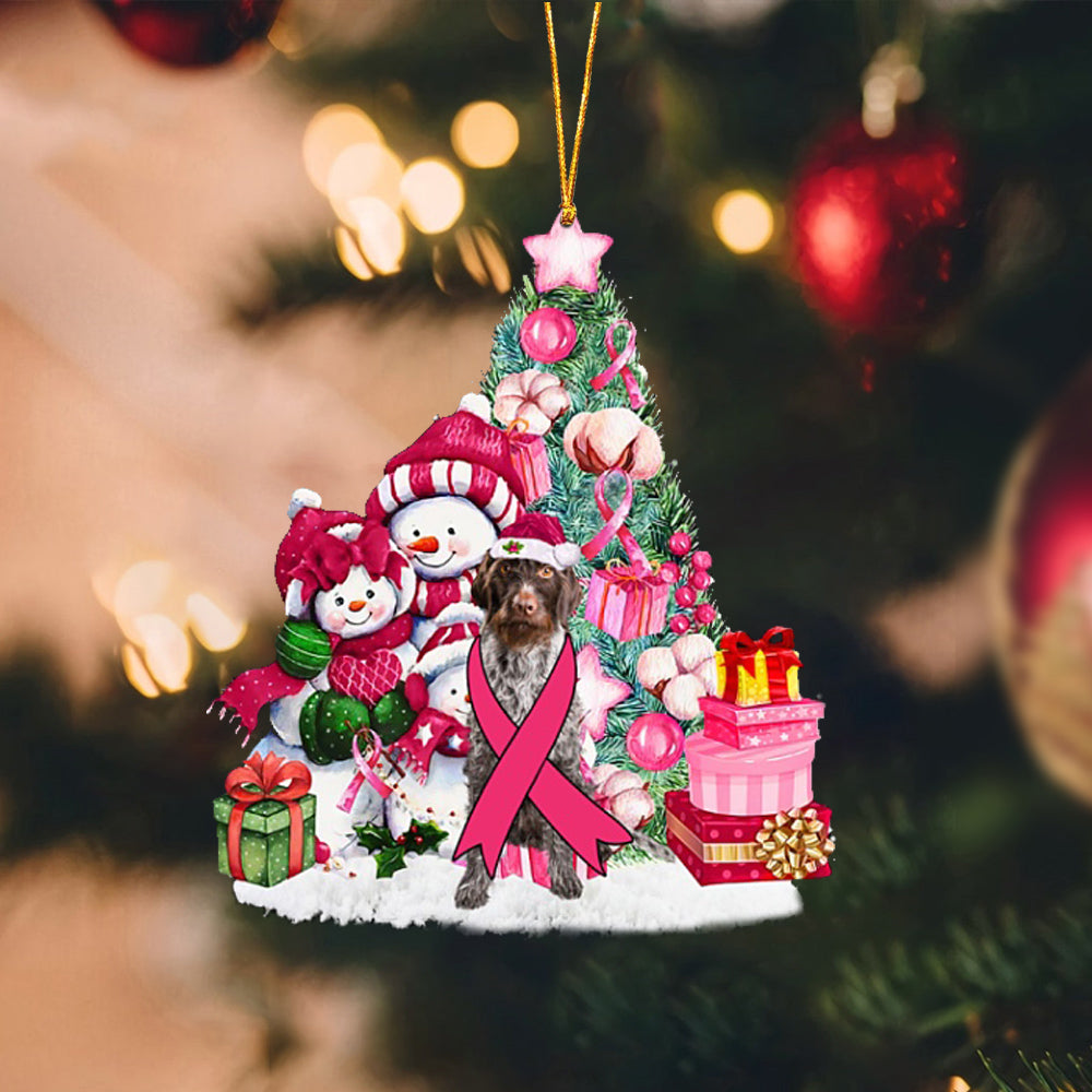 German Wirehaired Pointer-Christmas in Pink-Two Sided Ornament