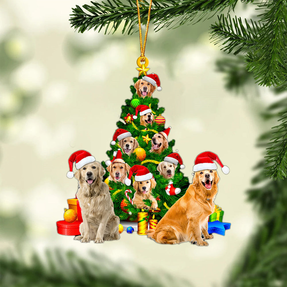 Golden Retriever-Xmas Tree&Dog-Two Sided Ornament
