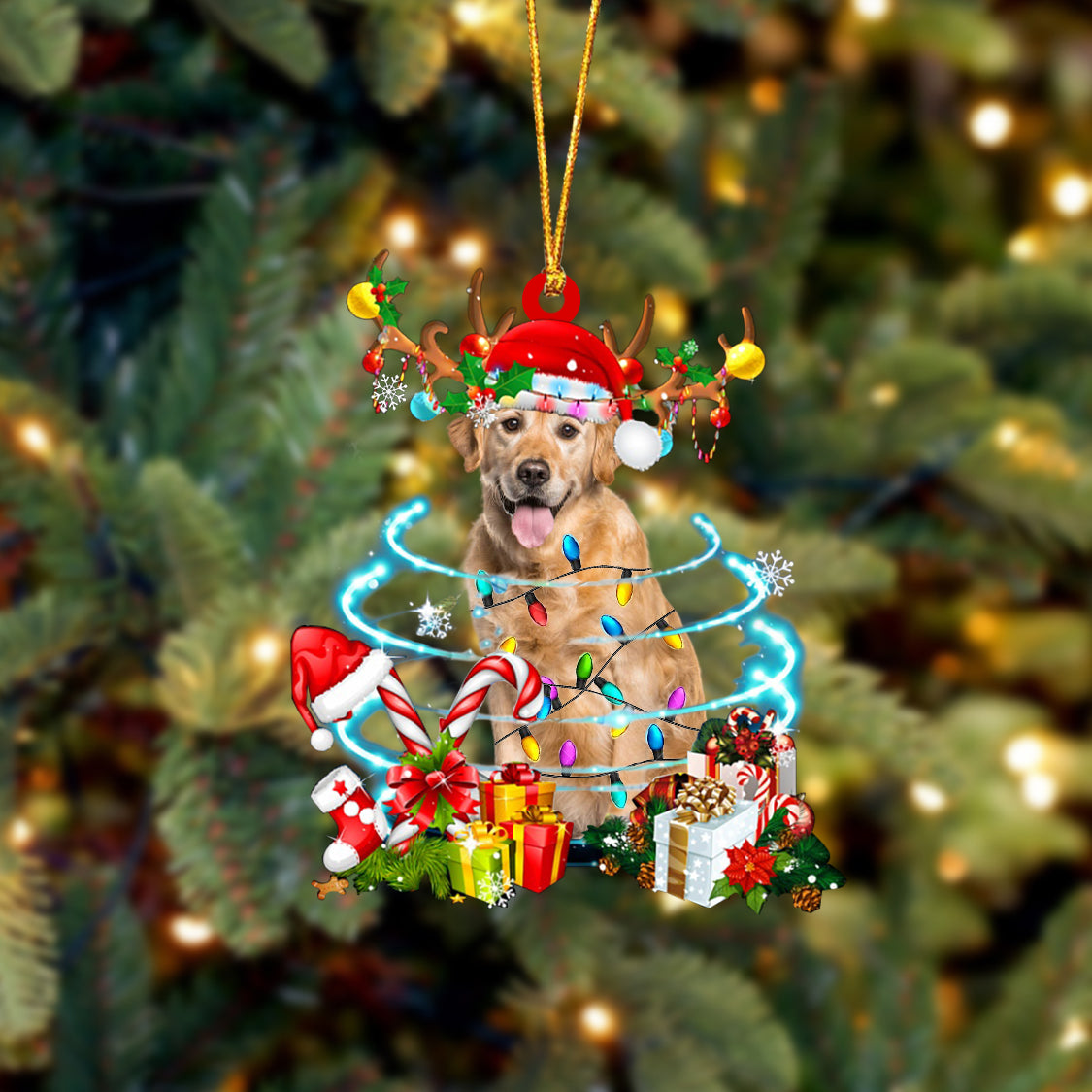 Golden Retriever (2)-Christmas Candy&Gift-Two Sided Ornament