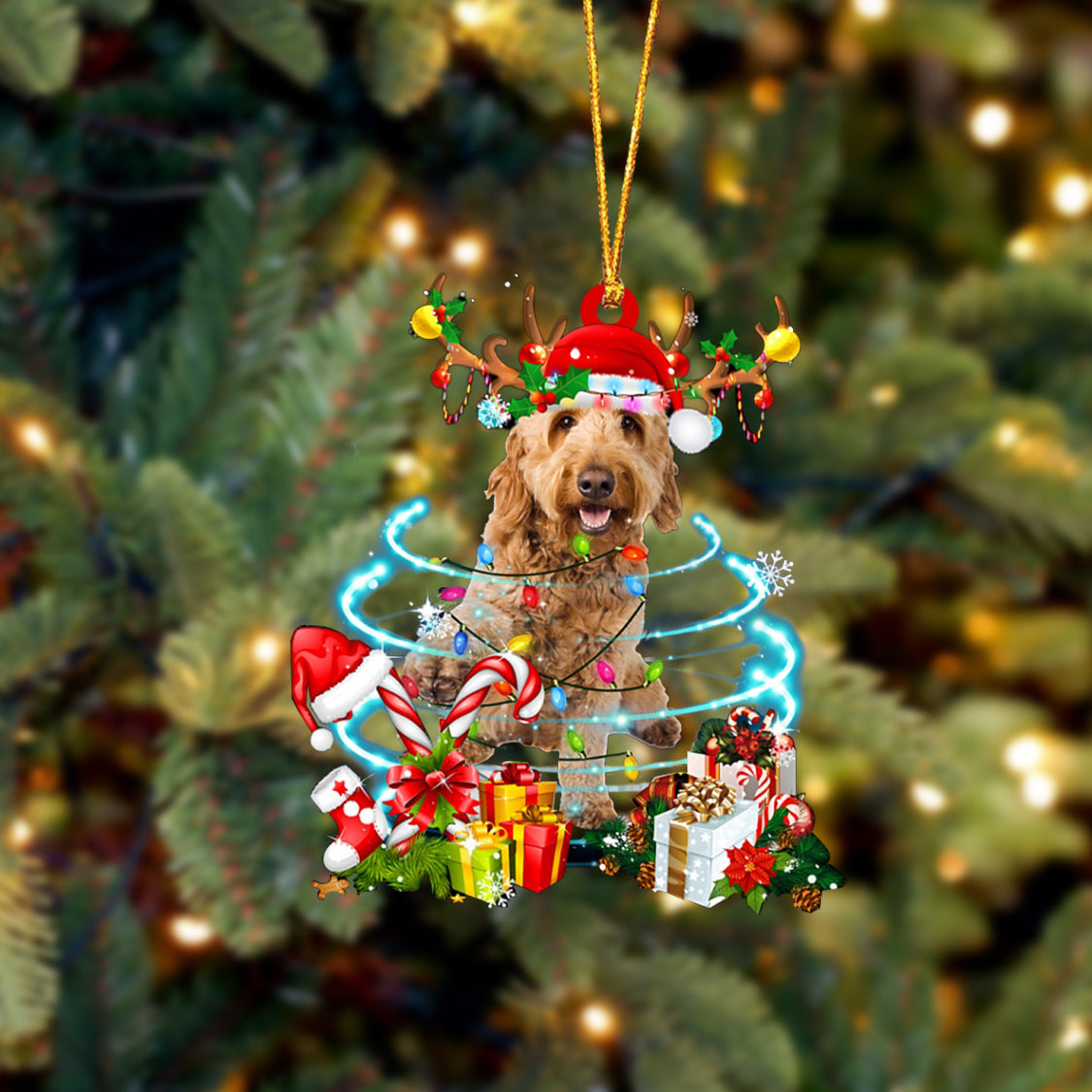 Goldendoodle-Christmas Candy&Gift-Two Sided Ornament