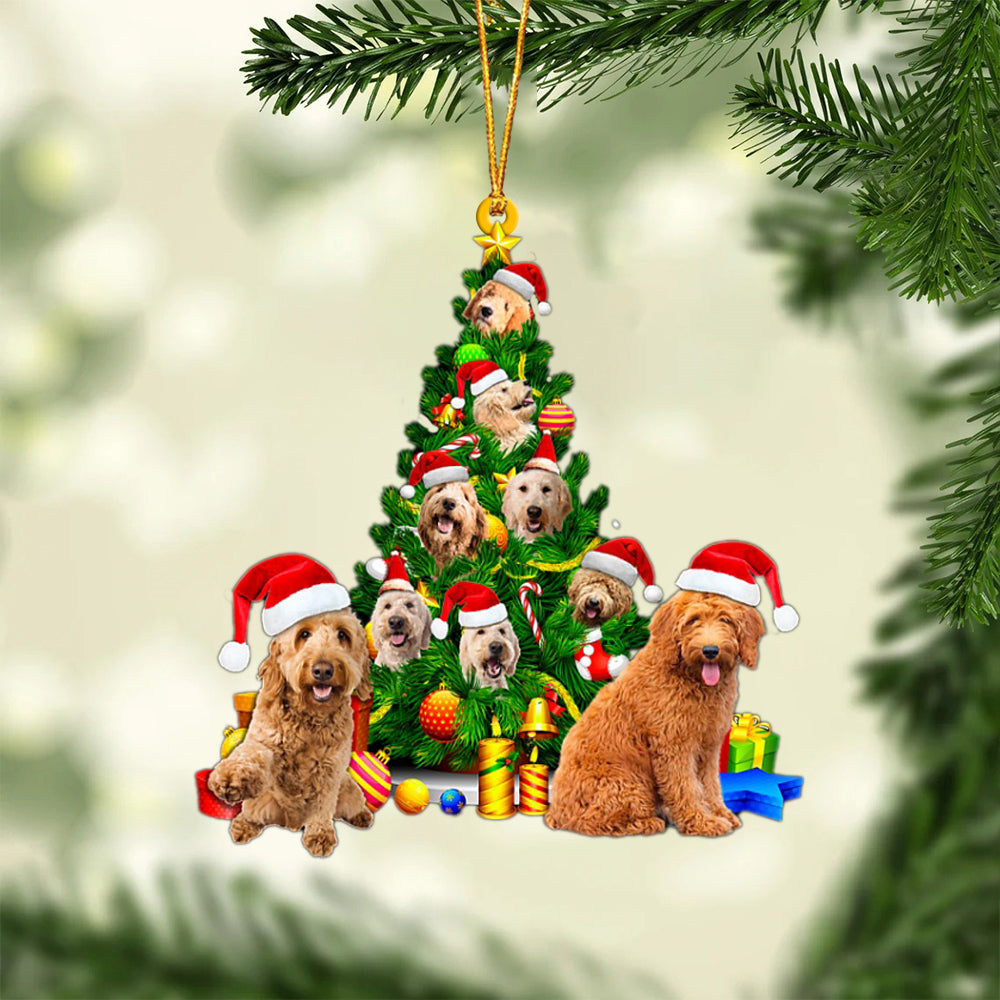 Goldendoodle-Xmas Tree&Dog-Two Sided Ornament