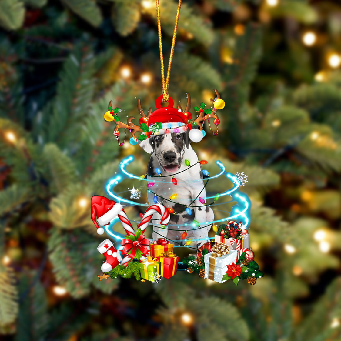 Great Dane-Christmas Candy&Gift-Two Sided Ornament
