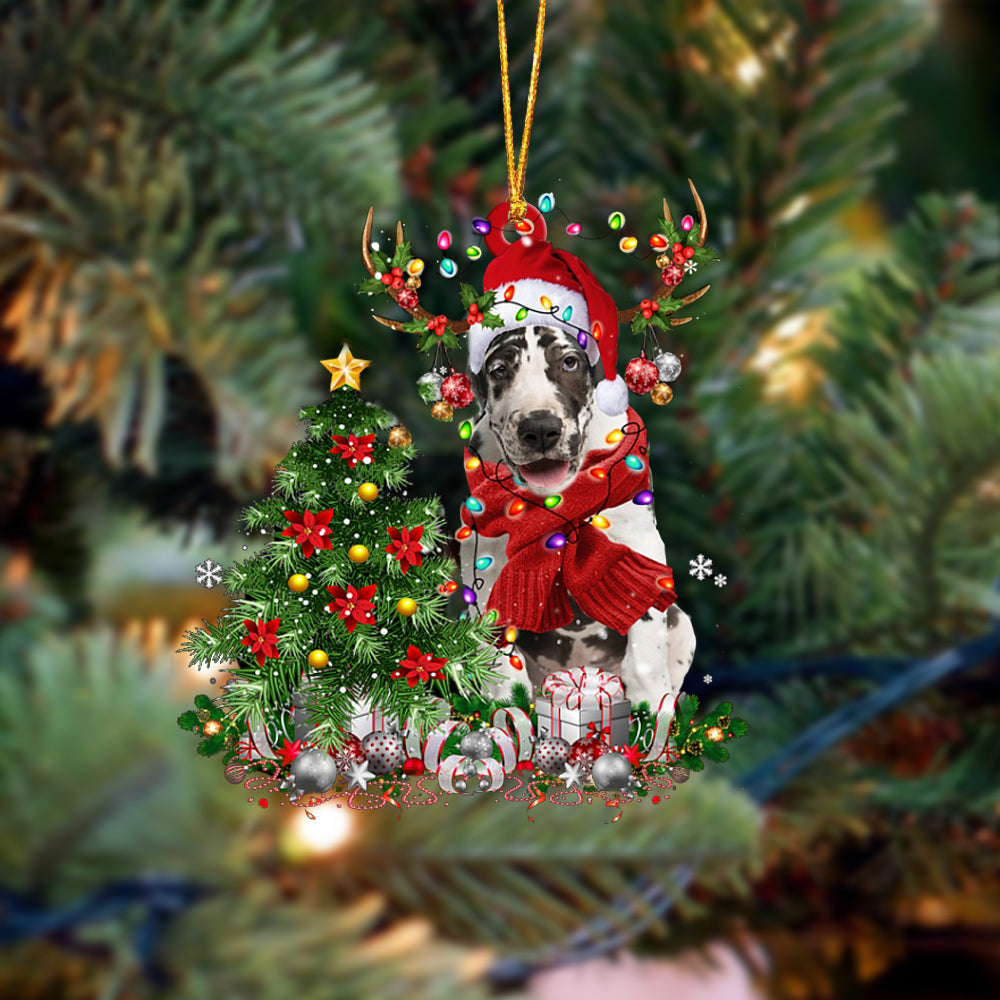 Great Dane-Reindeer Christmas-Two Sided Ornament