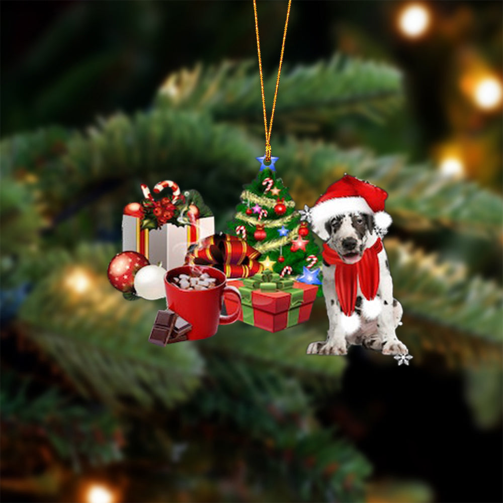 Great Dane-Christmas girl-Two Sided Ornament