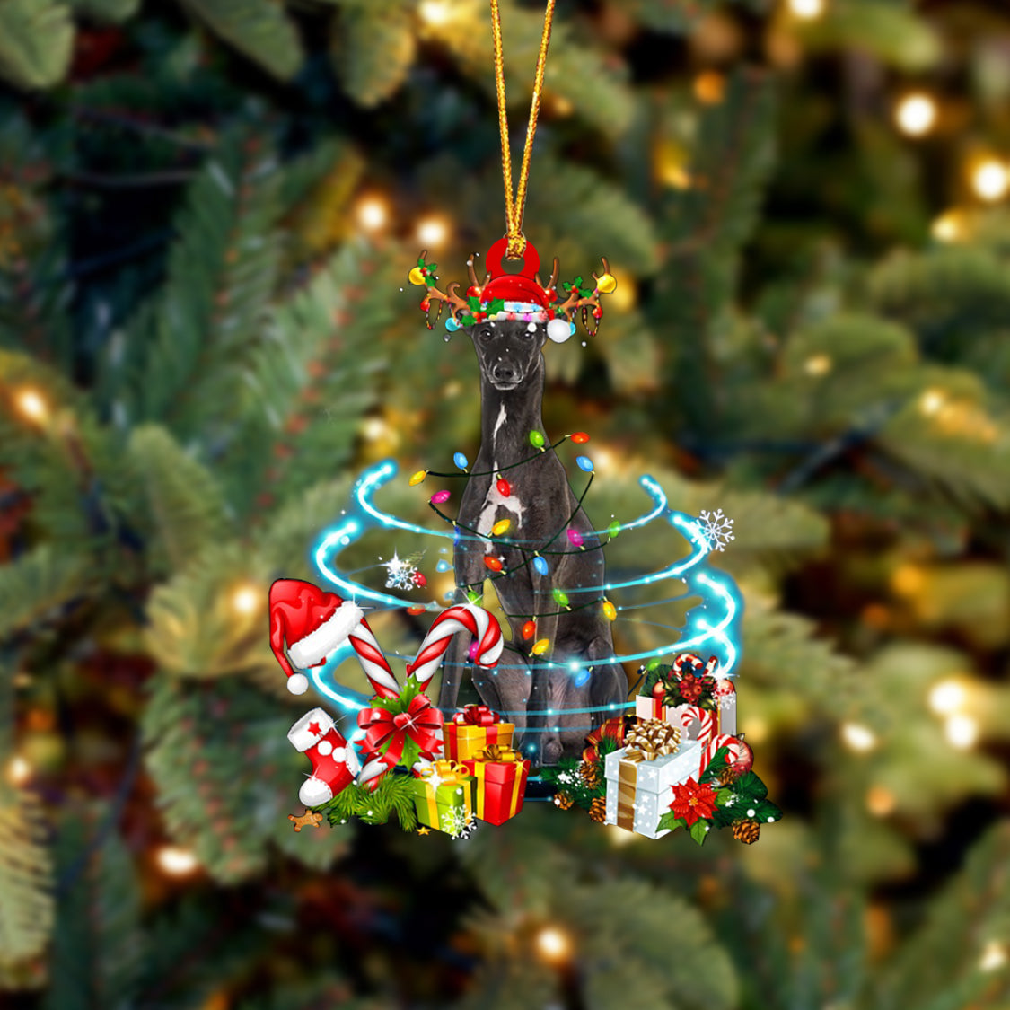 Greyhound-Christmas Candy&Gift-Two Sided Ornament