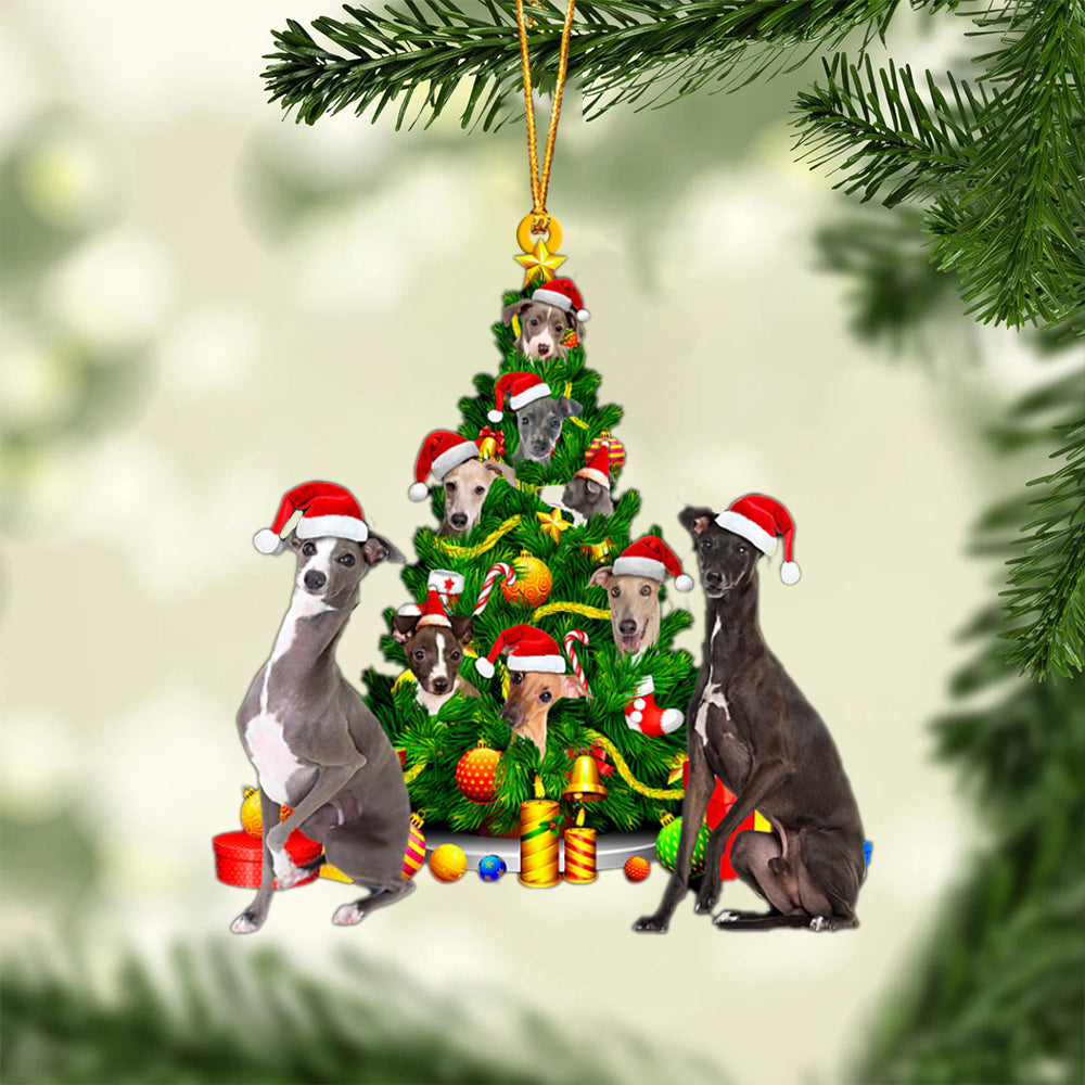 Greyhound-Xmas Tree&Dog-Two Sided Ornament