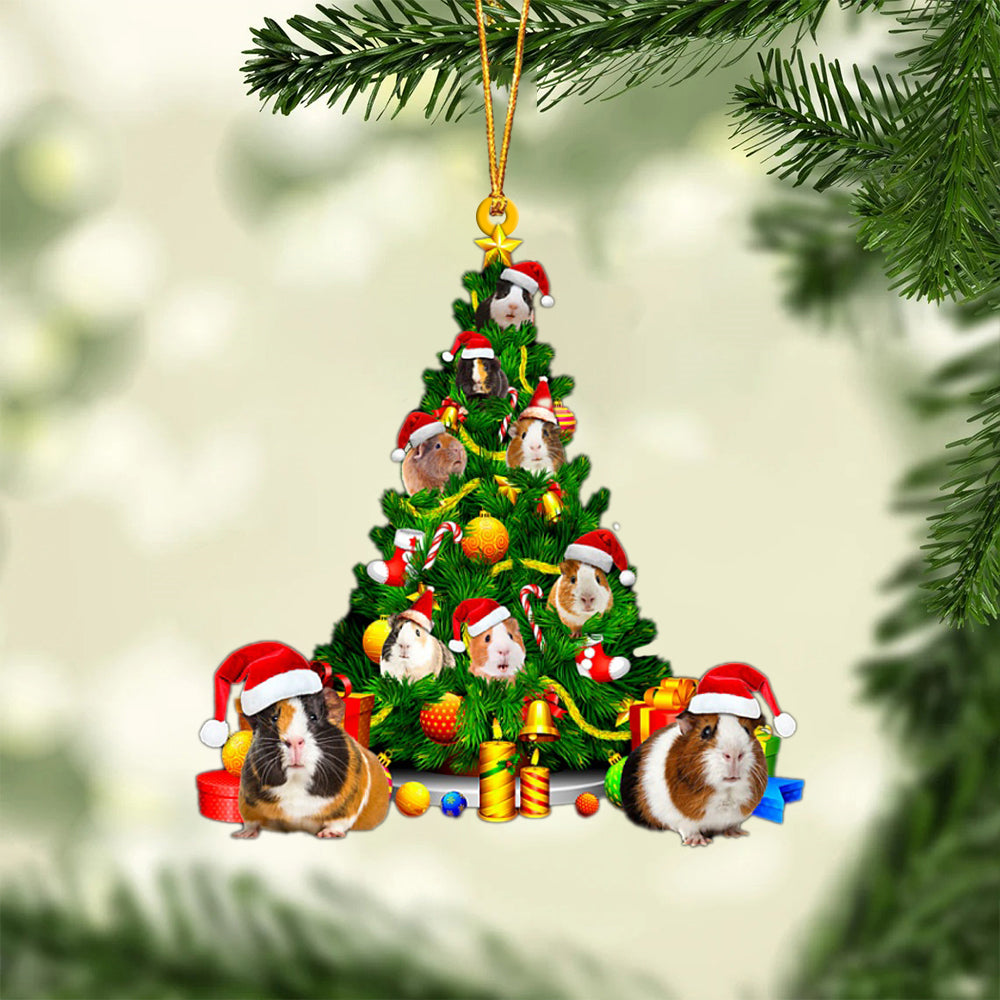Guinea Pig-Xmas Tree&Dog-Two Sided Ornament