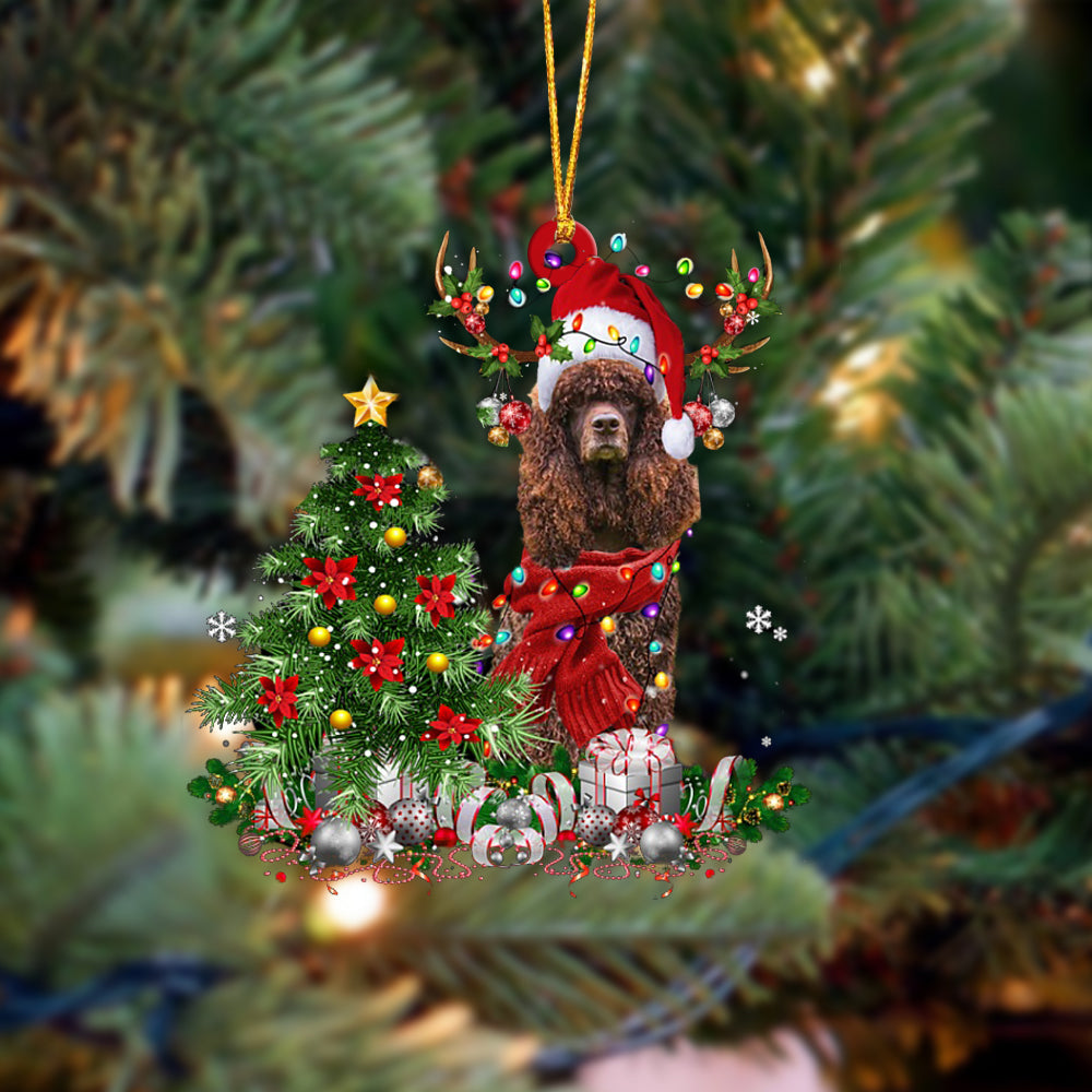 Irish Water Spaniel-Reindeer Christmas-Two Sided Ornament