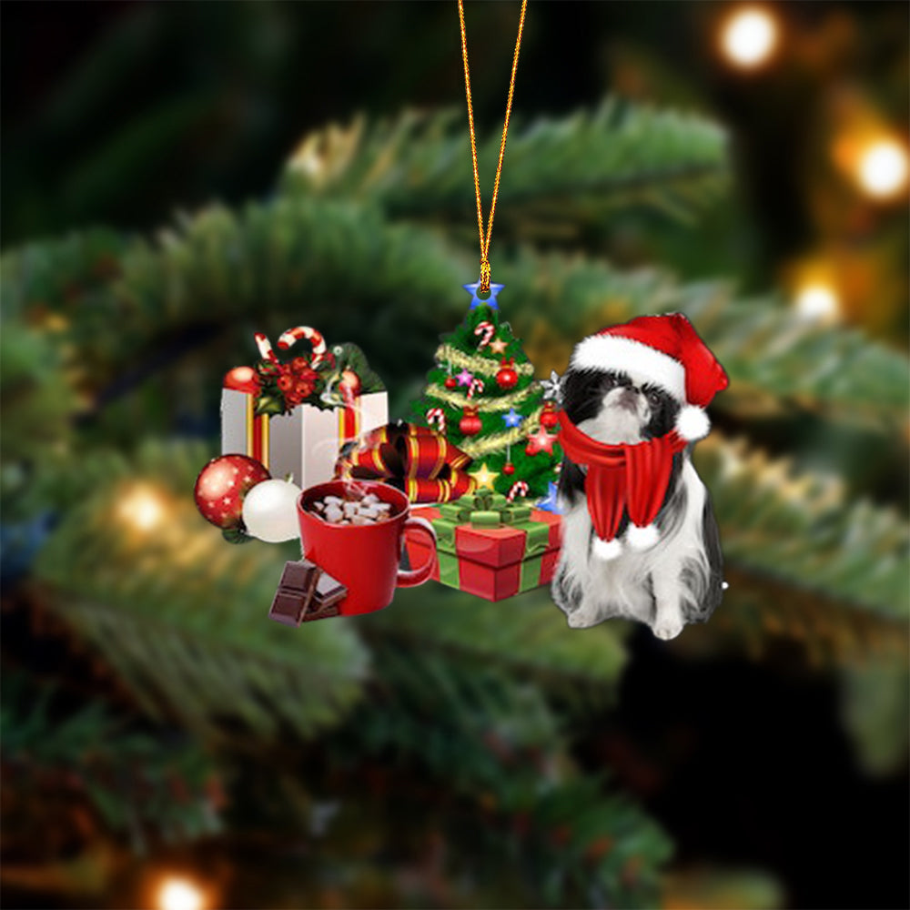 Japanese Chin-Christmas girl-Two Sided Ornament