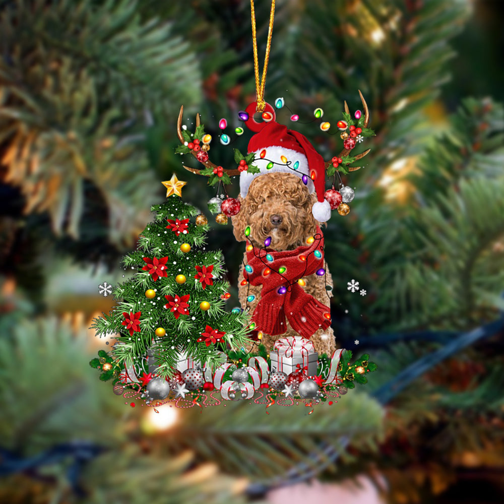 Labradoodle-Reindeer Christmas-Two Sided Ornament