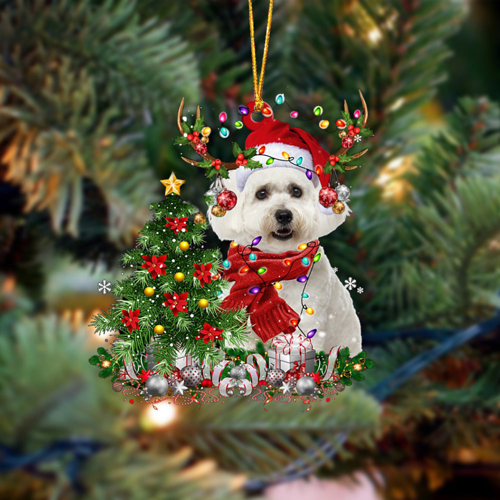 Maltese-Reindeer Christmas-Two Sided Ornament