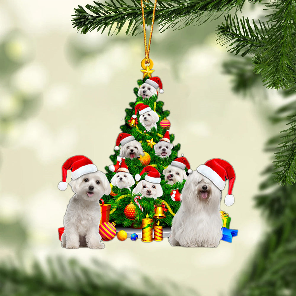 Maltese-Xmas Tree&Dog-Two Sided Ornament