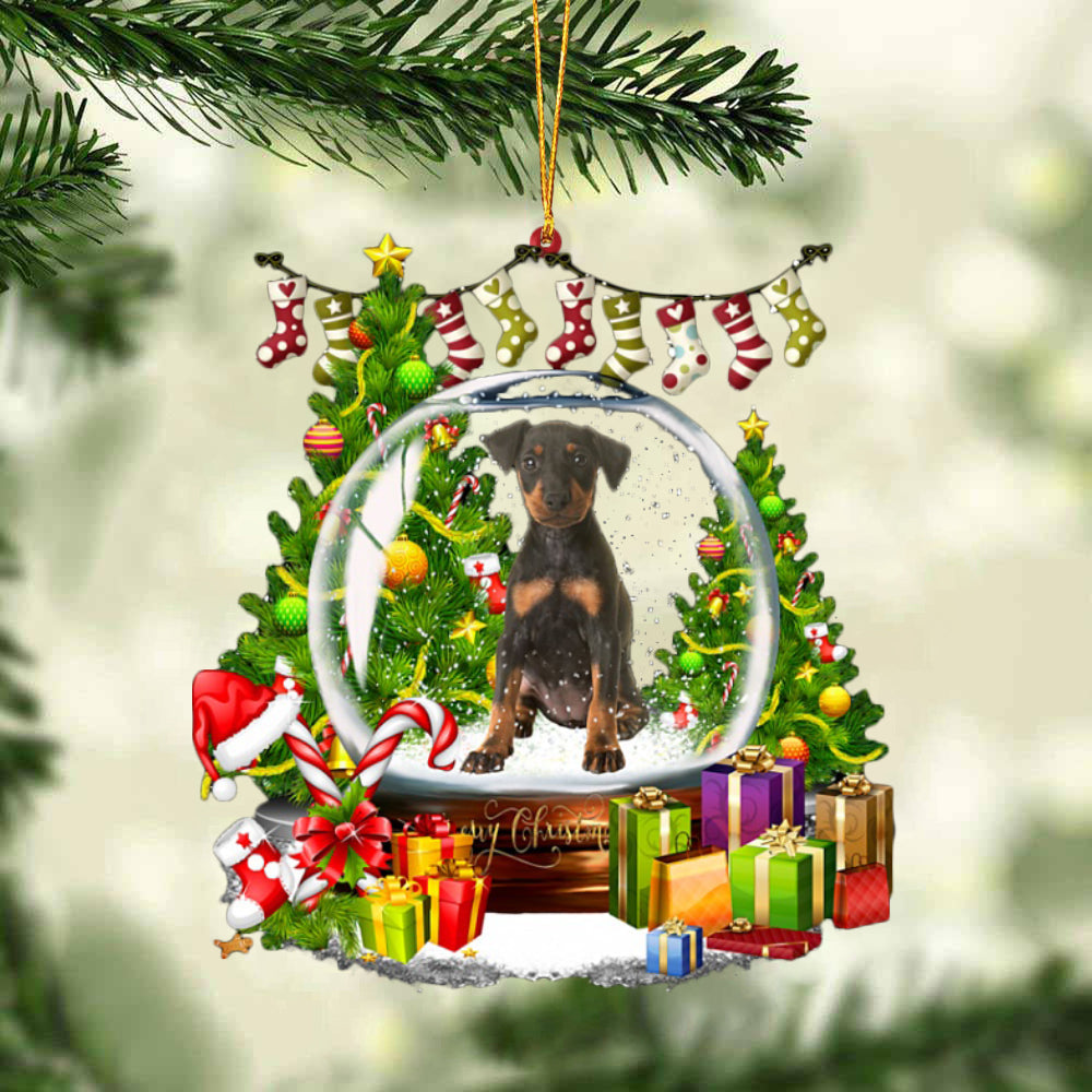 Manchester Terrier-Christmas Crystal Box Dog-Two Sided Ornament