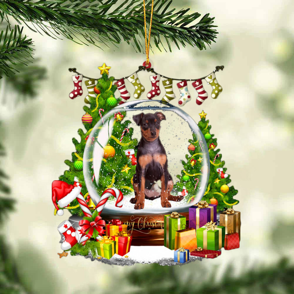 Miniature Pinscher-Christmas Crystal Box Dog-Two Sided Ornament