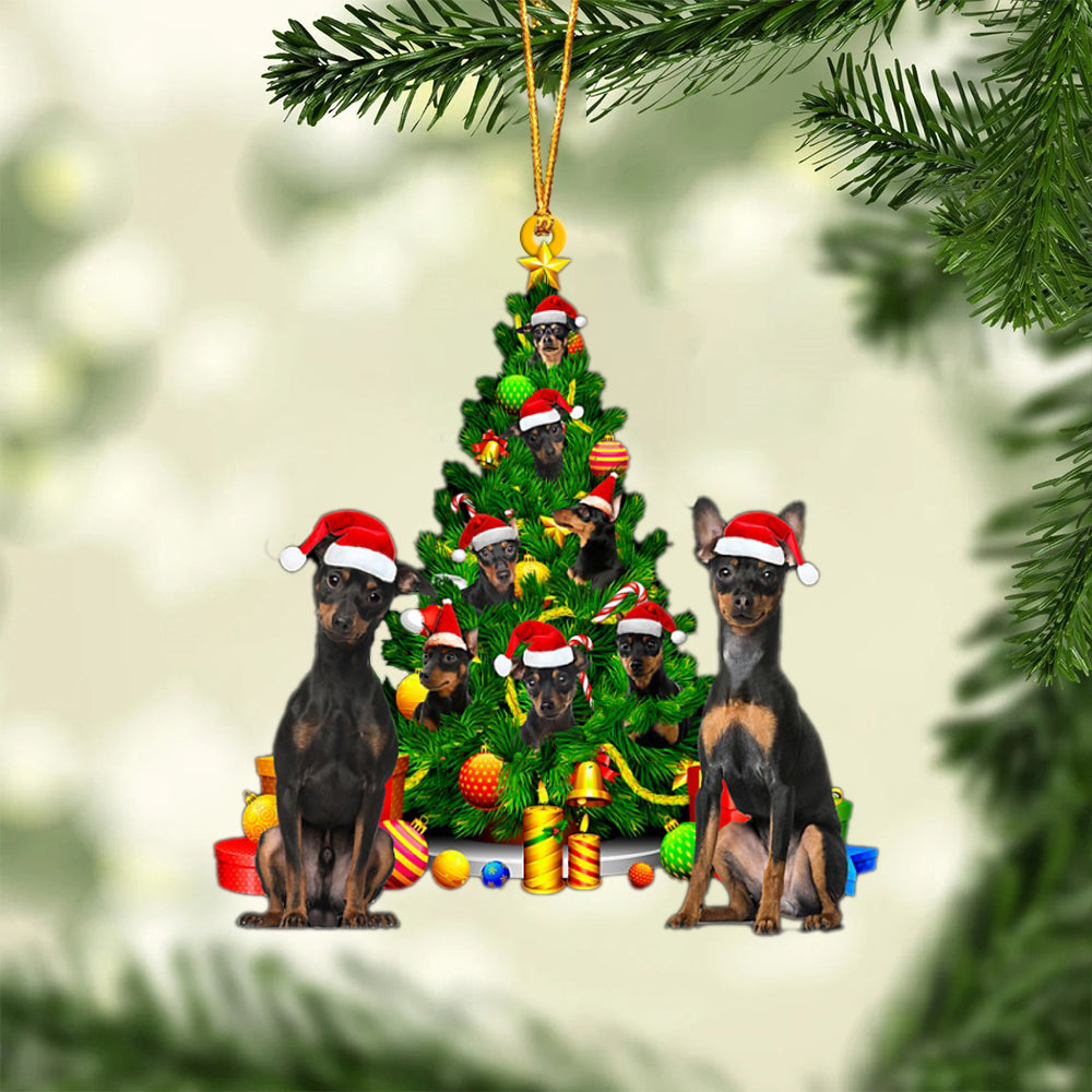 Miniature Pinscher-Xmas Tree&Dog-Two Sided Ornament