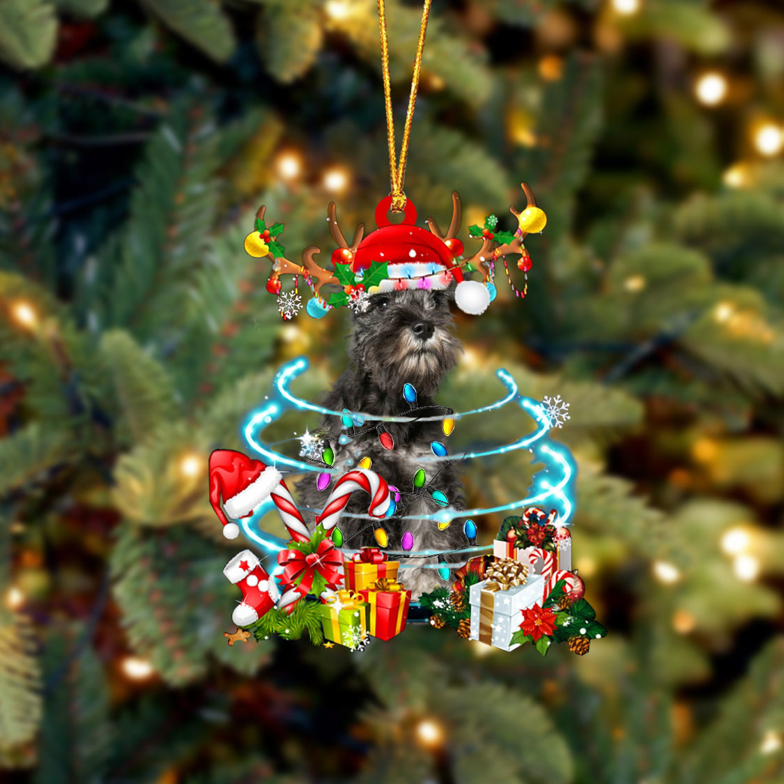 Miniature Schnauzer-Christmas Candy&Gift-Two Sided Ornament