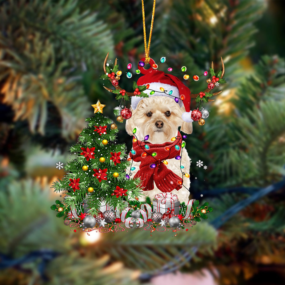 Morkie-Reindeer Christmas-Two Sided Ornament