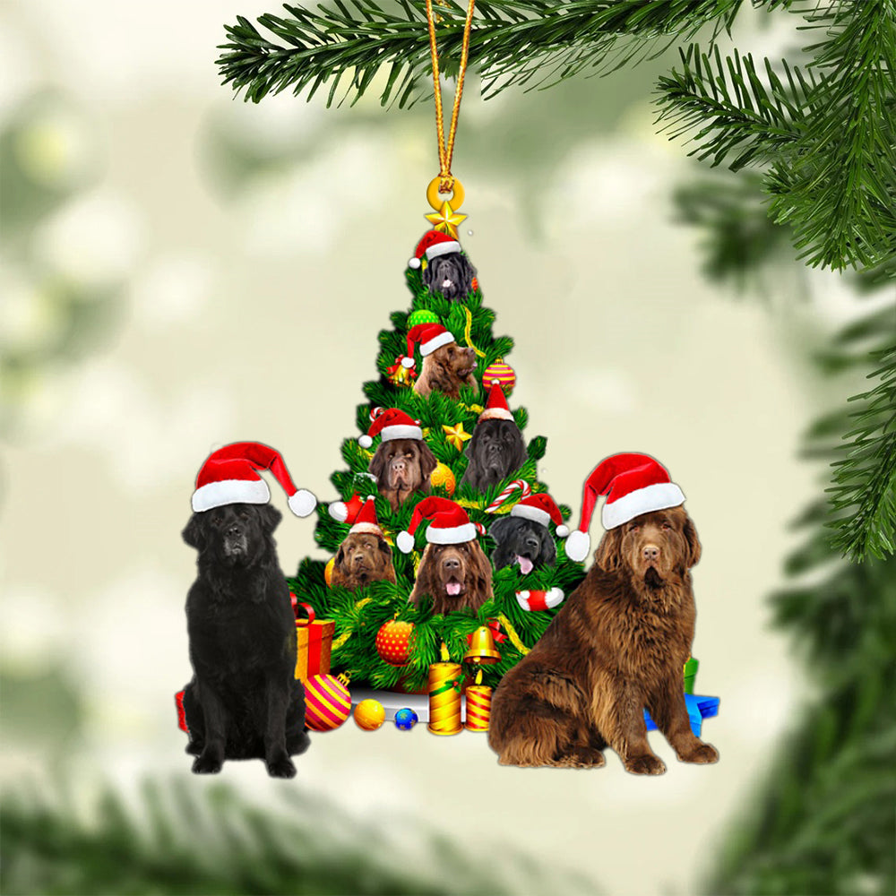 Newfoundland-Xmas Tree&Dog-Two Sided Ornament
