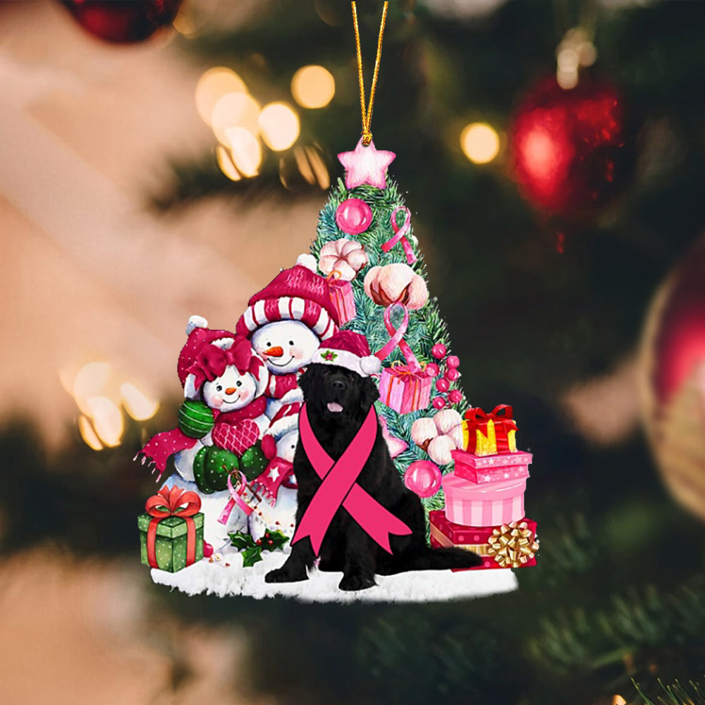 Newfoundland-Christmas in Pink-Two Sided Ornament