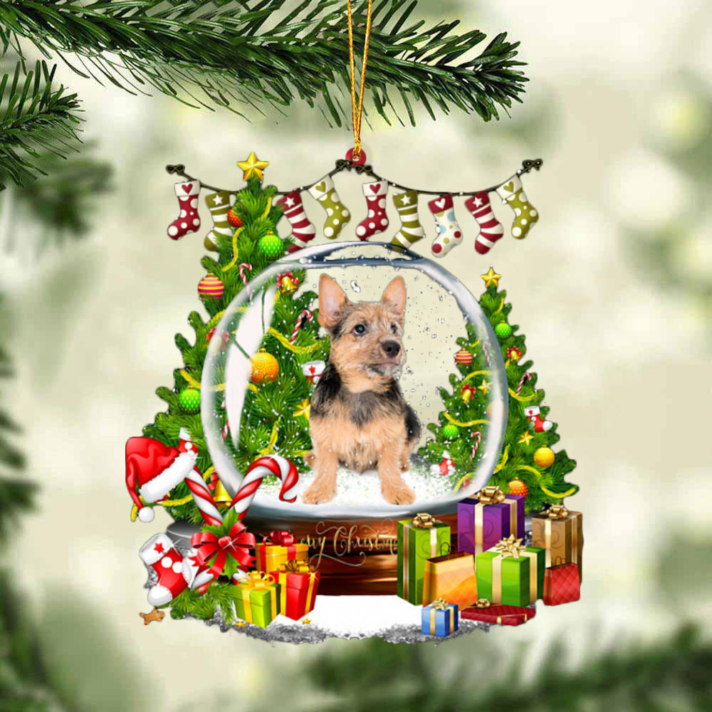 Norwich terrier-Christmas Crystal Box Dog-Two Sided Ornament
