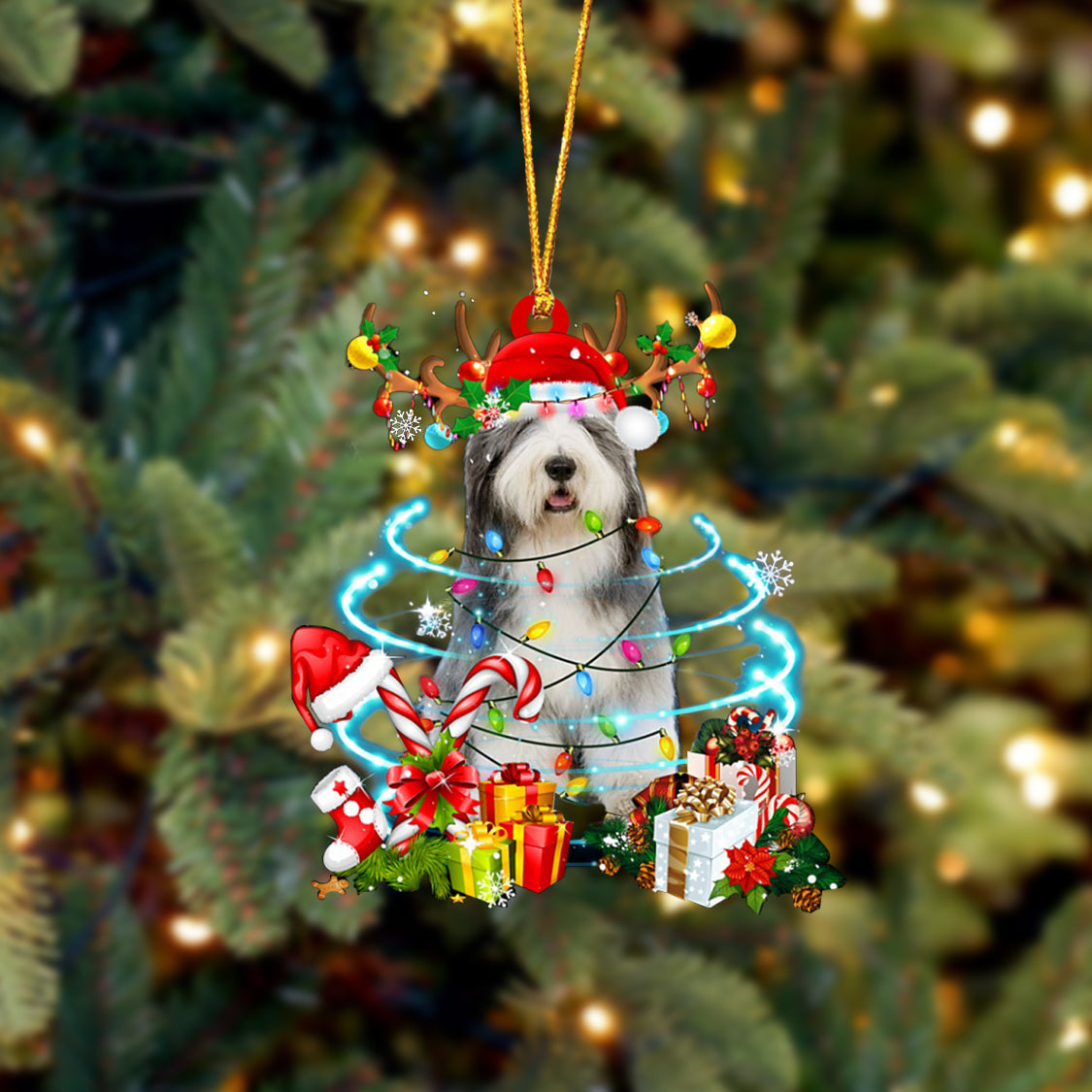 Old English Sheepdog-Christmas Candy&Gift-Two Sided Ornament