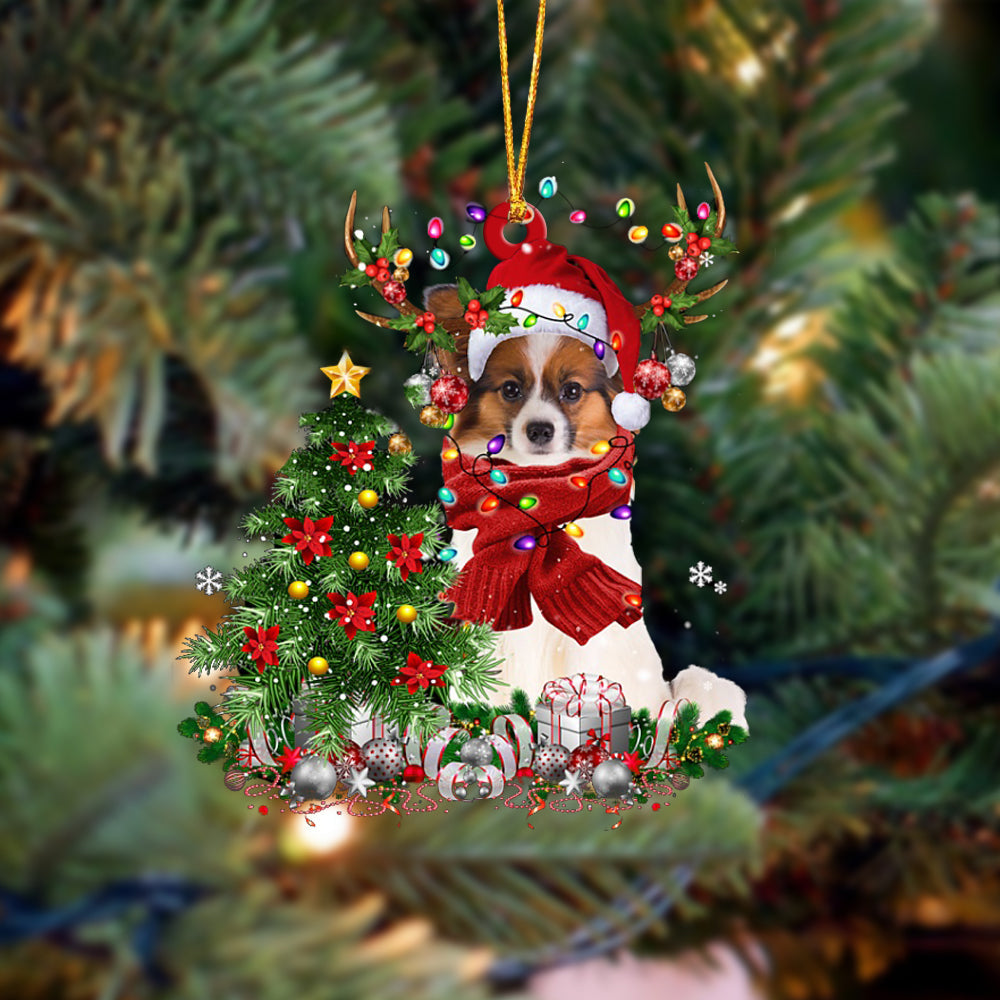 Papillon-Reindeer Christmas-Two Sided Ornament