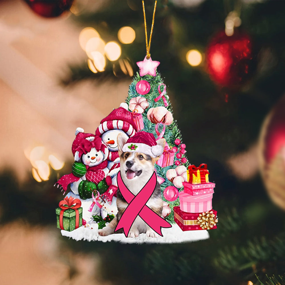 Pembroke Welsh Corgi 1-Christmas in Pink-Two Sided Ornament