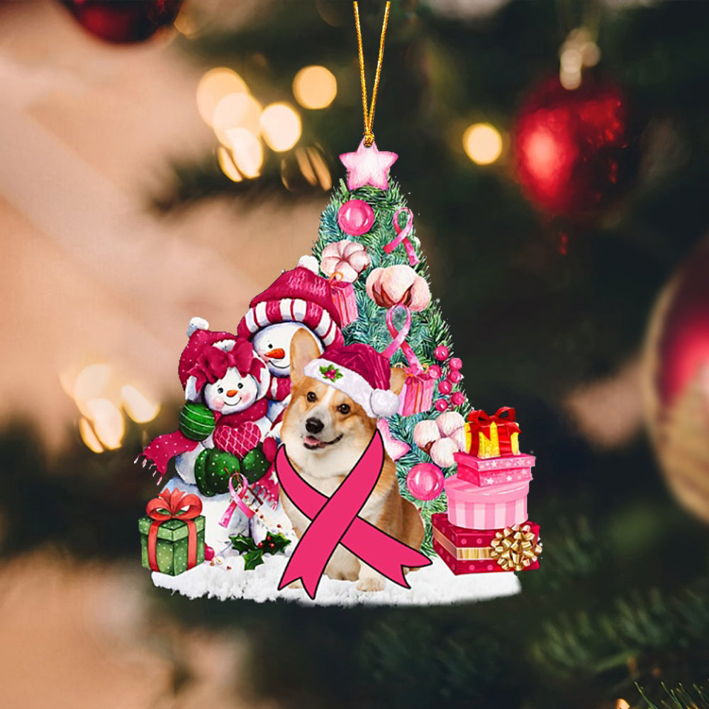 Pembroke Welsh Corgi 2-Christmas in Pink-Two Sided Ornament