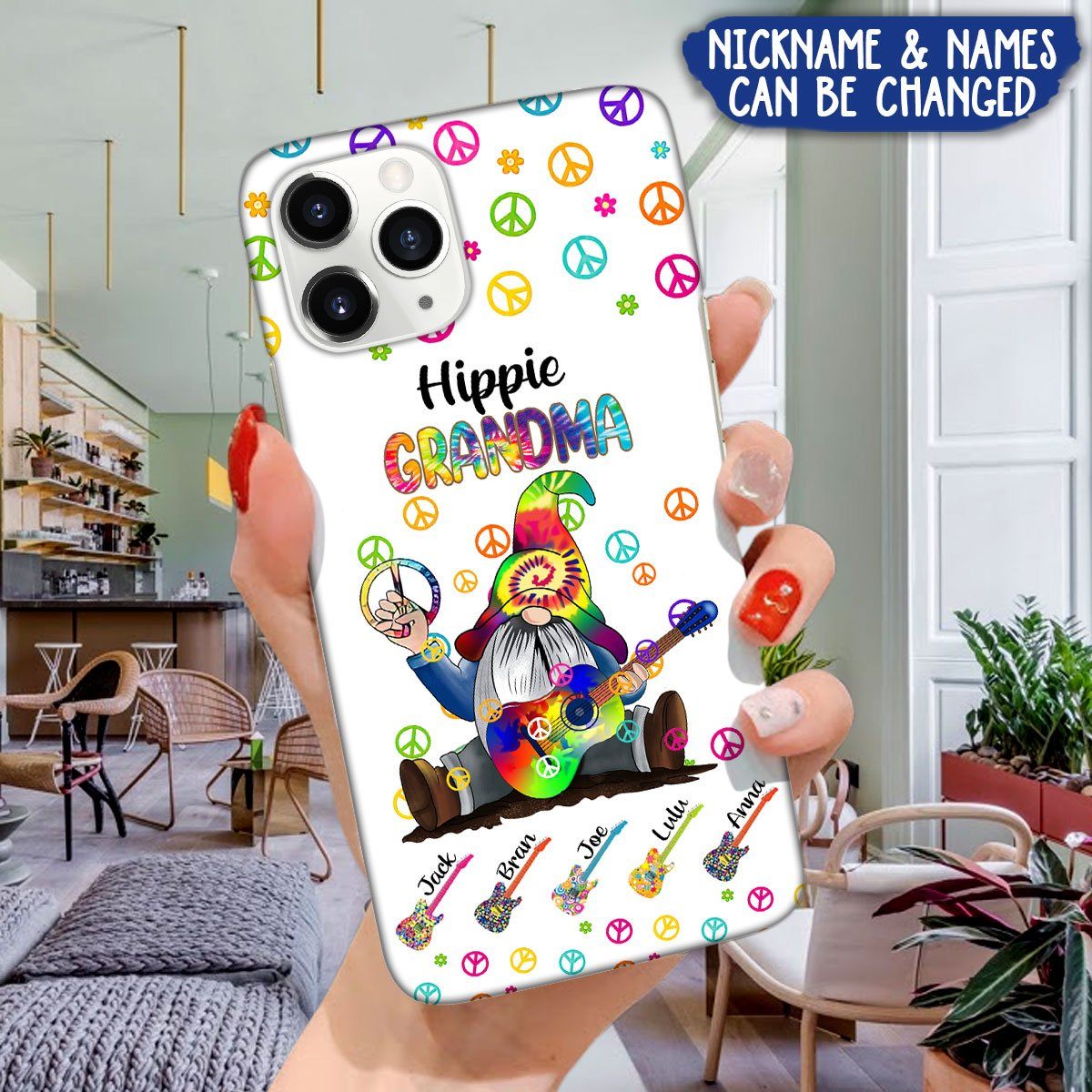 Personalized Hippie Gnome Guitar Phone case