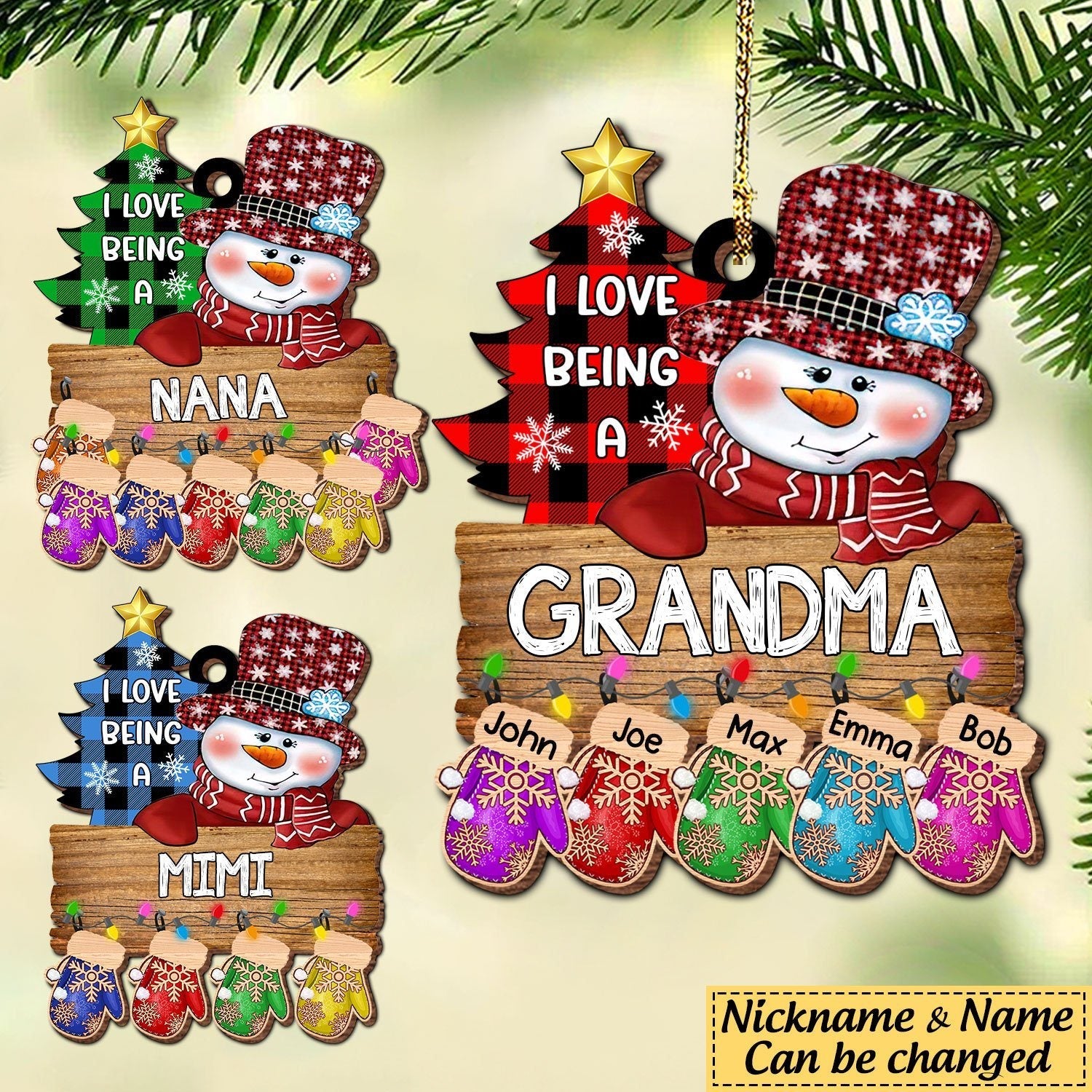 Personalized I Love Being A Grandma Nana Mom Christmas Glove Ornament