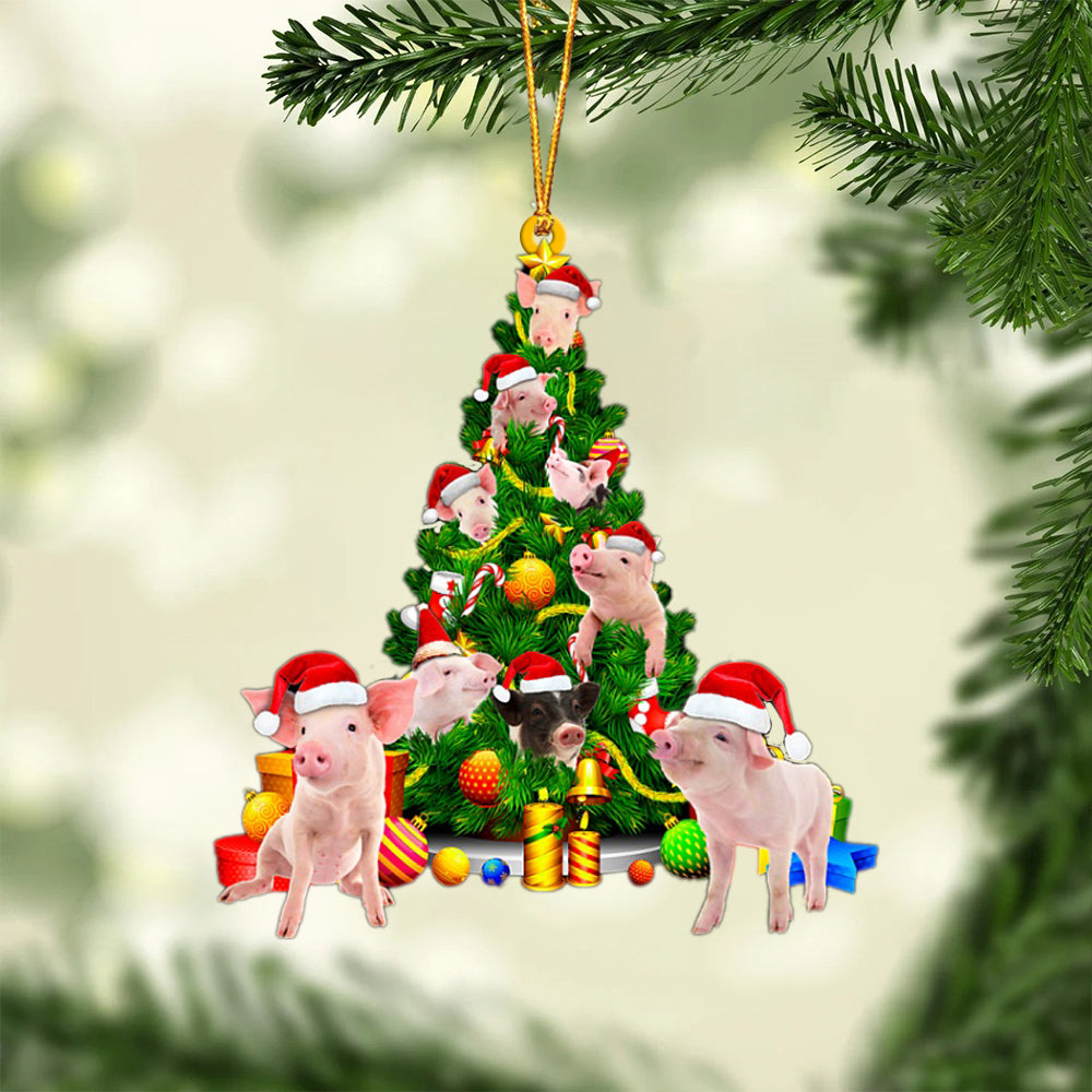Pig-Xmas Tree&Dog-Two Sided Ornament