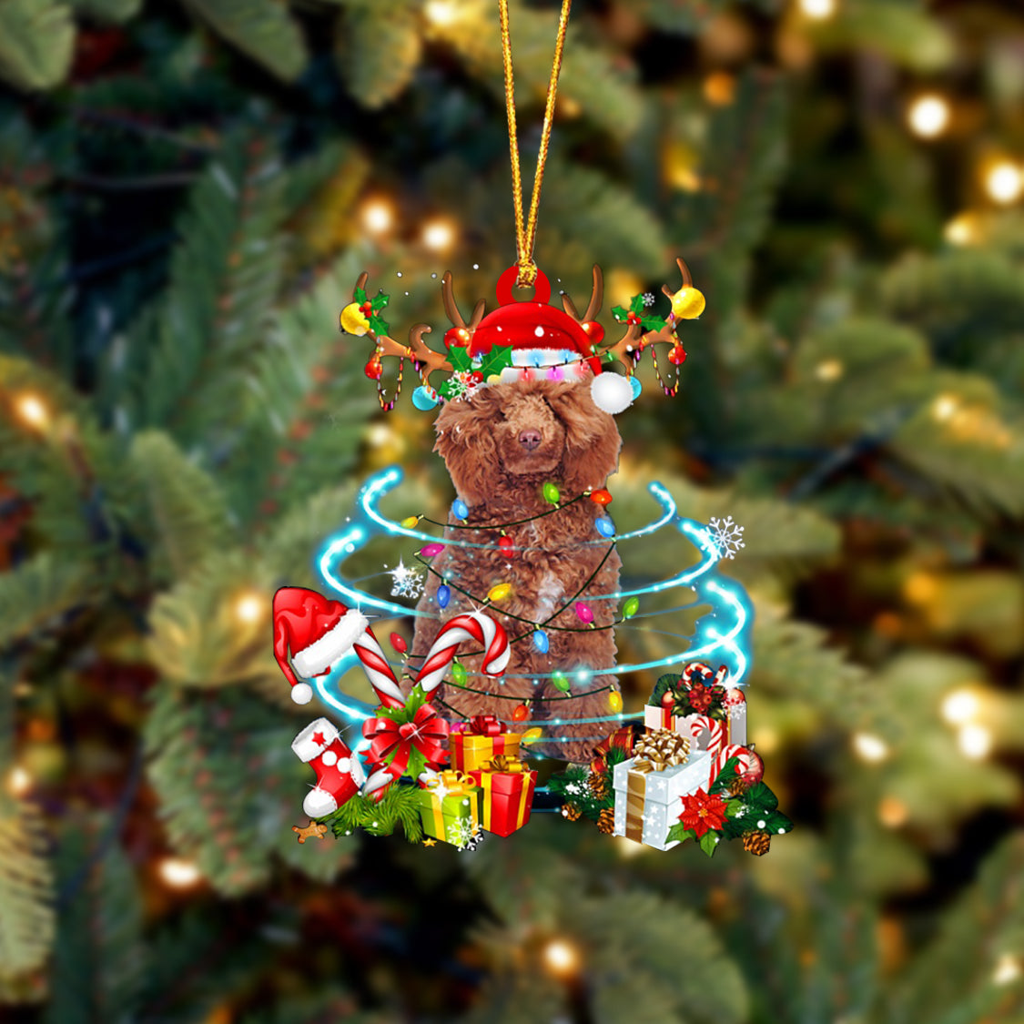 Poodle 3-Christmas Candy&Gift-Two Sided Ornament