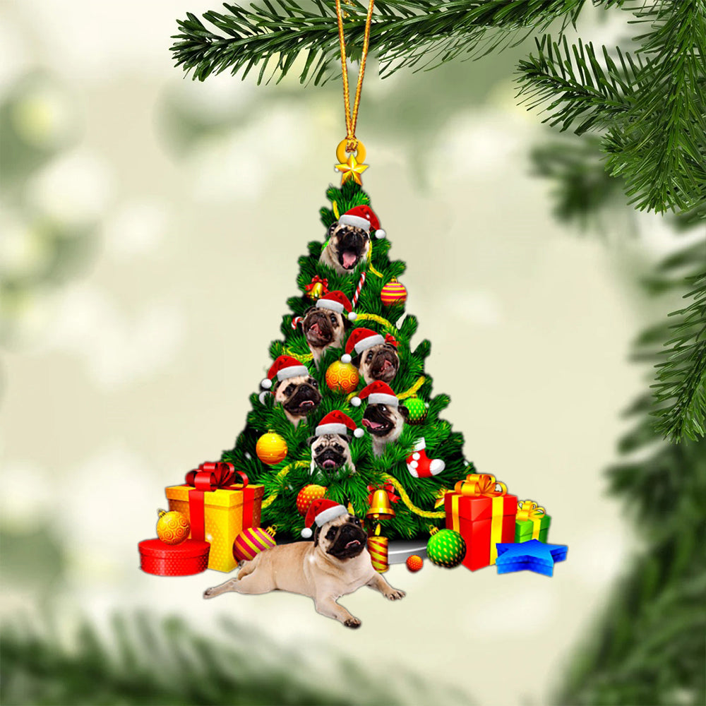 Pug-Xmas Tree&Dog-Two Sided Ornament