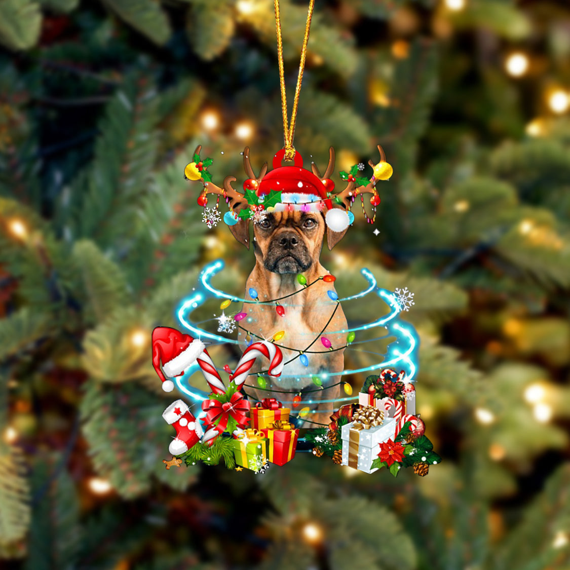 Puggle 2-Christmas Candy&Gift-Two Sided Ornament