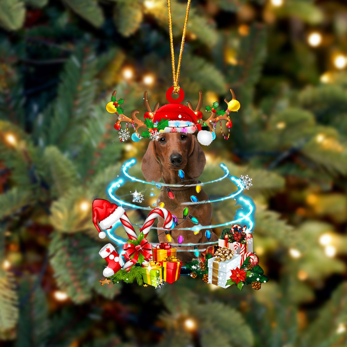 Red Dachshund-Christmas Candy&Gift-Two Sided Ornament